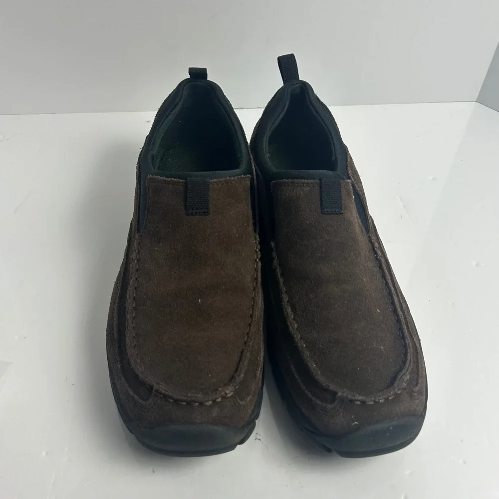 Lands End Mens Brown Suede Slip On Moc Toe Loafers Shoes 459069 Size 12D - Picture 2 of 9